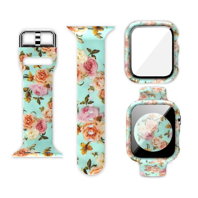 Stylowy Duet Pasek i Etui dla Apple Watch Flowers
