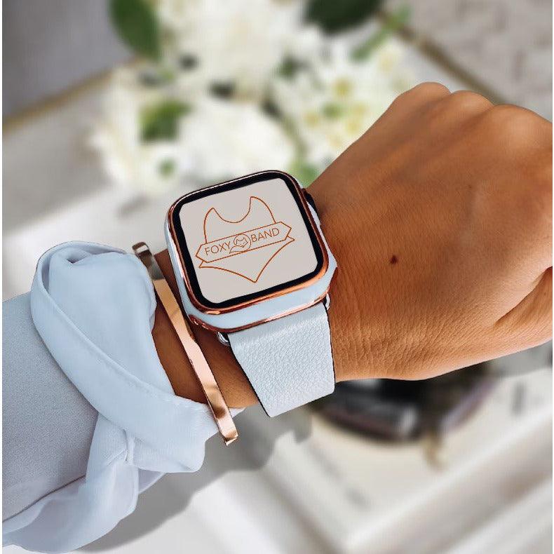 Case + Szkło Hartowane do Apple Watch Białe / Złote - Foxyband
