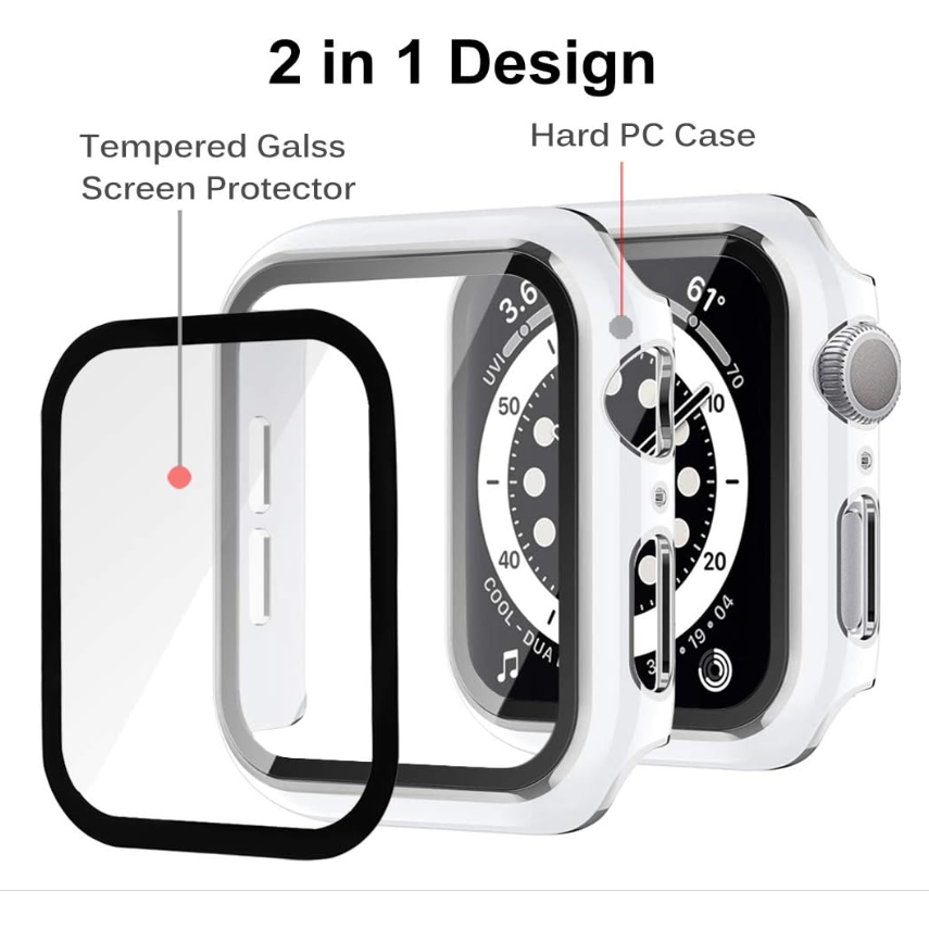 Case + Szkło Hartowane do Apple Watch Białe / Srebrne - Foxyband