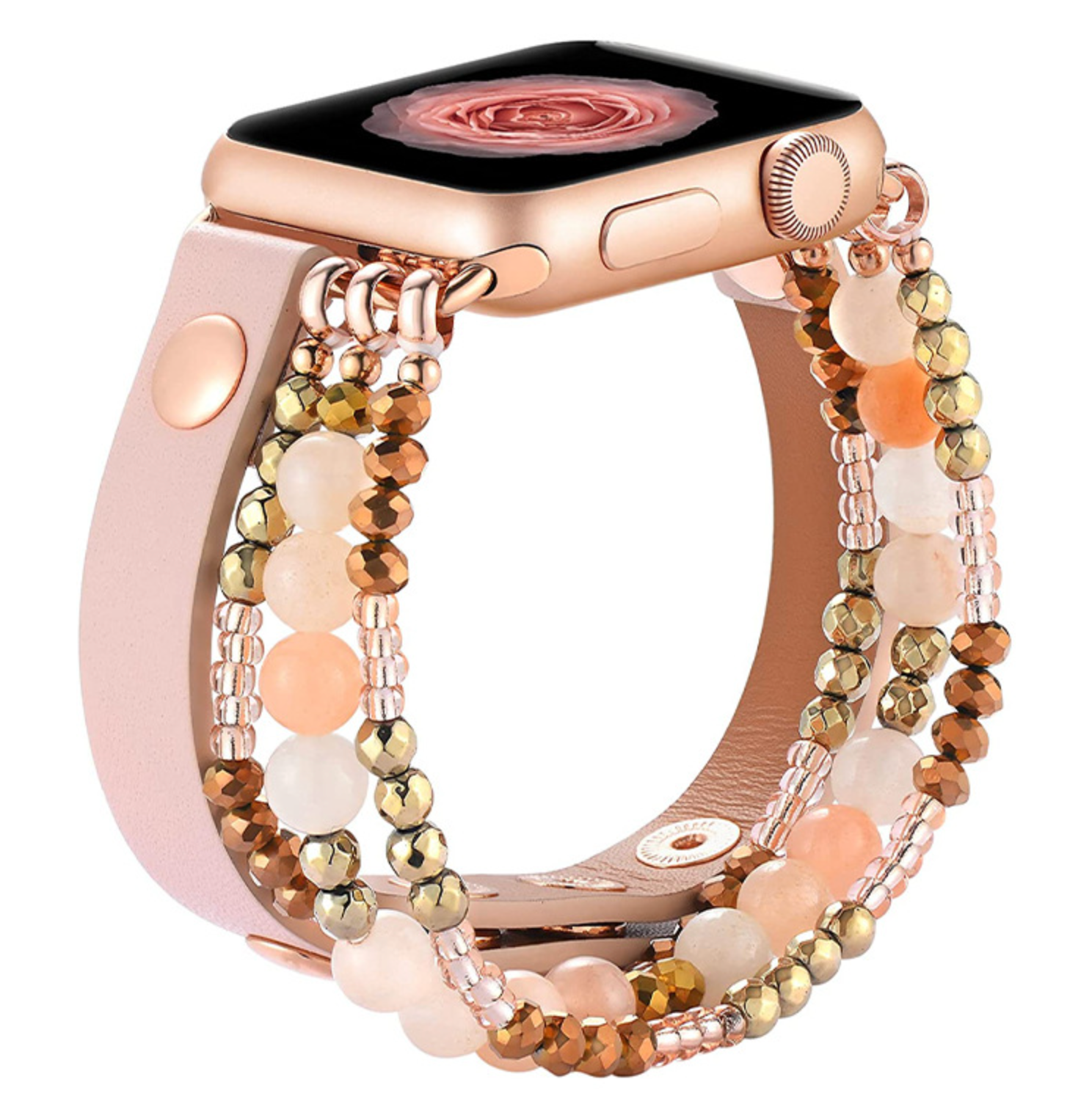 SkórzanypasekdoAppleWatchMilargoPink