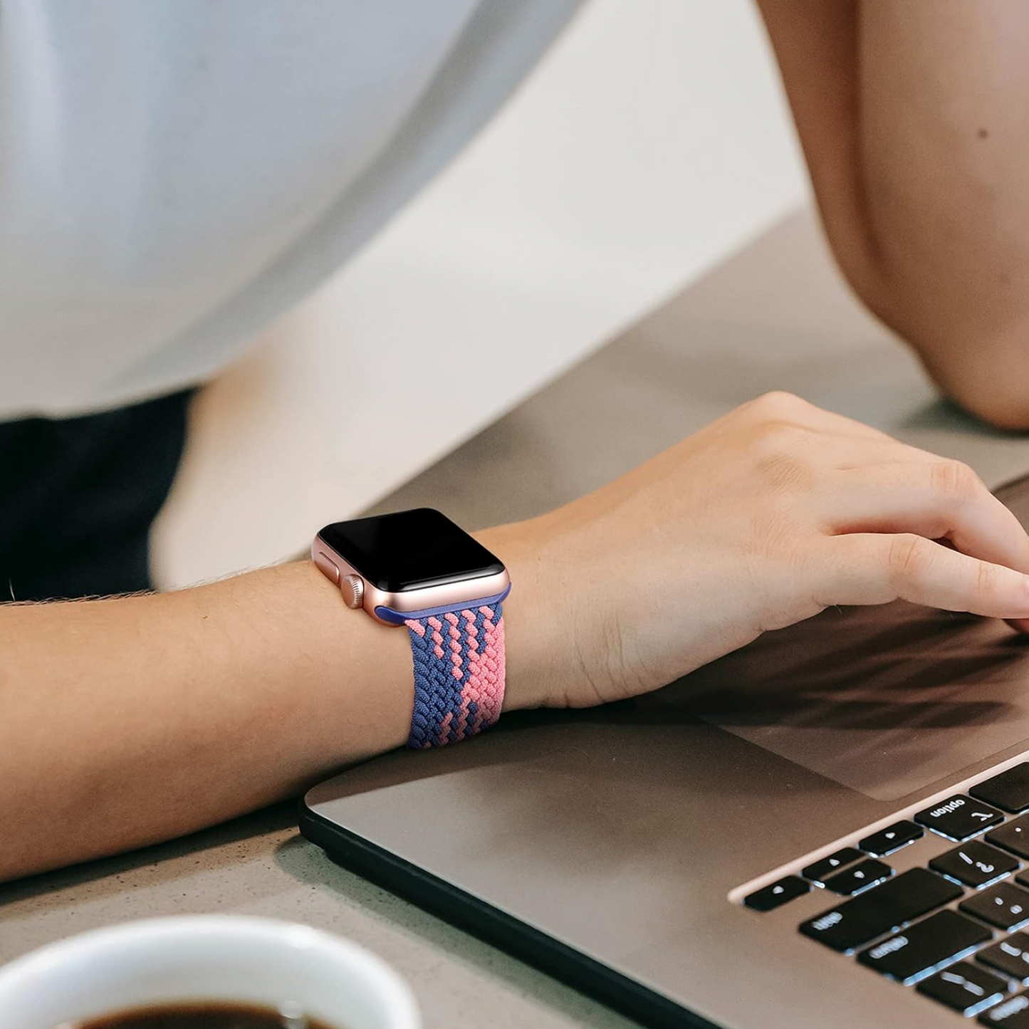 Bransoletka dla Apple Watch Nylon Niebieski Róż