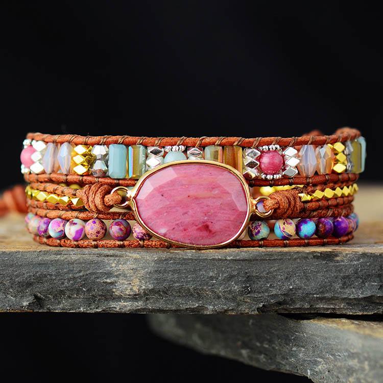 Bransoletka Wrap Rodonit - Rose - Foxyband