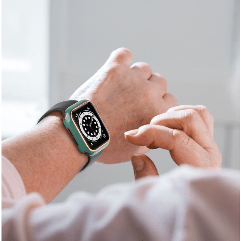 Case + Szkło Hartowane do Apple Watch Zielone / Złote - Foxyband