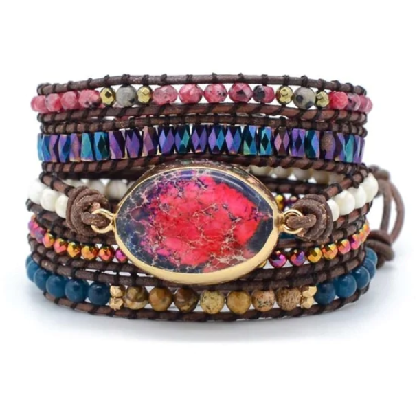 Bransoletka Wrap Jaspis/Apatyt