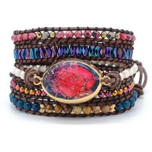 Bransoletka Wrap Jaspis/Apatyt