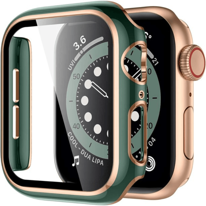 Case + Szkło Hartowane do Apple Watch Zielone / Złote - Foxyband