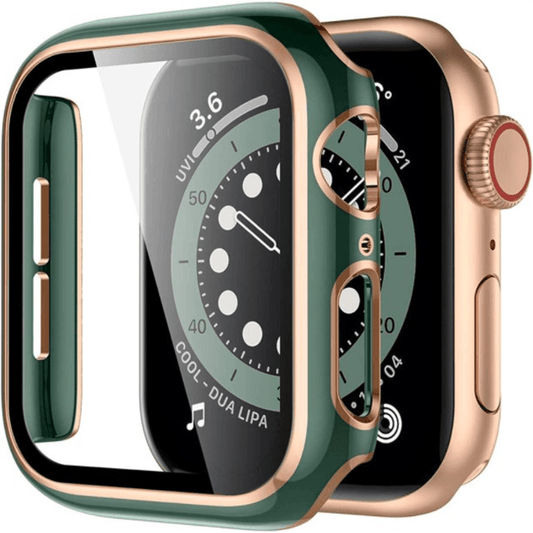 Case + Szkło Hartowane do Apple Watch Zielone / Złote - Foxyband