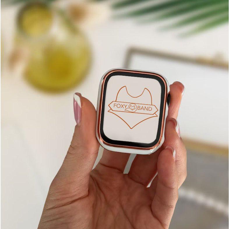 Case + Szkło Hartowane do Apple Watch Białe / Złote - Foxyband